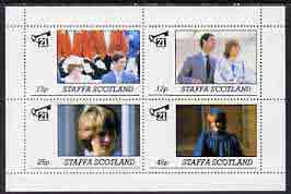 Staffa 1982 Princess Di's 21st Birthday perf sheetlet containing complete set of 4 values (13p to 45p) unmounted mint, stamps on royalty, stamps on diana, stamps on charles, stamps on 