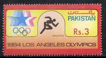 Pakistan 1984 Athletics 3r from Los Angeles Olympic Games set unmounted mint, SG 651, stamps on athletics