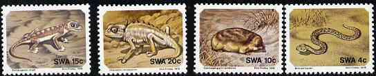 South West Africa 1978 Small Animals set of 4 unmounted mint, SG 311-14, stamps on animals, stamps on reptiles, stamps on snakes, stamps on moles, stamps on , stamps on snake, stamps on snakes, stamps on 