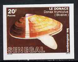 Senegal 1988 Molluscs 20f Bi-valve shell imperf from limited printing unmounted mint, as SG 943*, stamps on shells