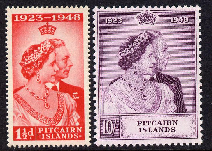 Pitcairn Islands 1949 KG6 Royal Silver Wedding perf set of 2 mounted mint, SG 11-12, stamps on , stamps on  stamps on , stamps on  stamps on  kg6 , stamps on  stamps on silver wedding, stamps on  stamps on royalty
