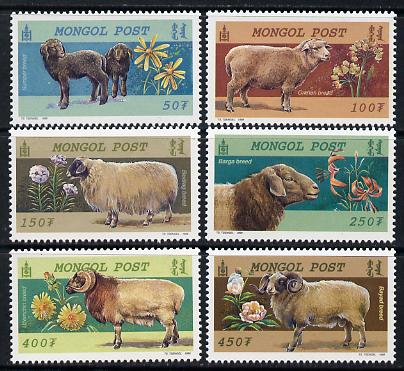Mongolia 1999 Sheep Breeds perf set of 6 unmounted mint, SG 2780-85, stamps on animals, stamps on sheep, stamps on ovine
