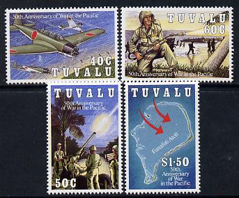 Tuvalu 1993 50th Anniversary of Pacific War set of 4 unmounted mint SG 668-71, stamps on , stamps on  ww2 , stamps on aviation, stamps on militaria, stamps on maps