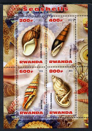 Rwanda 2013 Shells perf sheetlet containing 4 values unmounted mint, stamps on marine life, stamps on shells