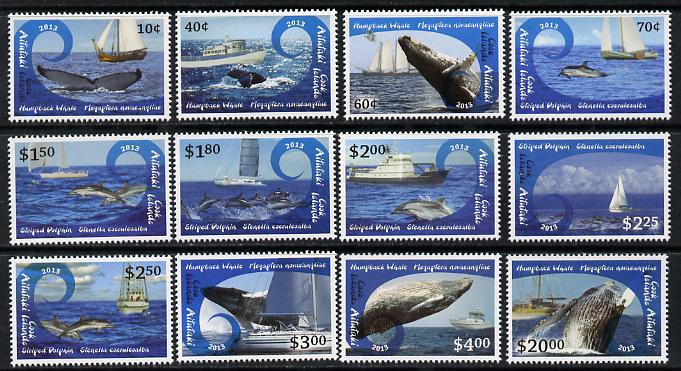 Cook Islands - Aitutaki 2013 Whales & Ships definitive perf set of 12 values unmounted mint , stamps on ships, stamps on titanic, stamps on disasters, stamps on 