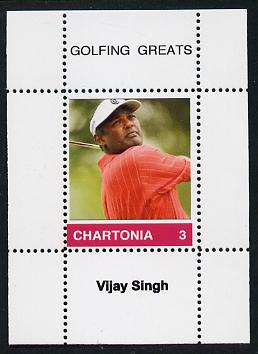 Chartonia (Fantasy) Golfing Greats - Vijay Singh perf deluxe sheet on thin glossy card unmounted mint, stamps on sport, stamps on golf