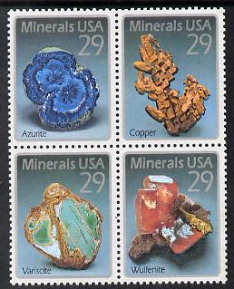 United States 1992 Minerals se-tenant block of 4 unmounted mint SG 2744a, stamps on minerals