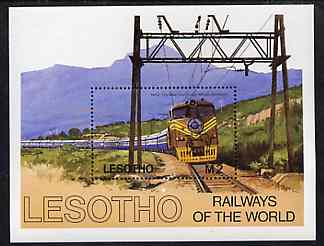 Lesotho 1984 Railways of the World unmounted mint m/sheet, unmounted mint SG MS 610, stamps on railways