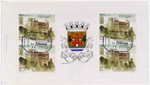 Portugal 1987 Leiria Castle 100E booklet complete with first day commemorative cancel, SG SB37, stamps on castles    heraldry, stamps on arms