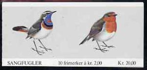 Norway 1982 Birds (3rd series) 20k booklet complete and pristine, SG SB66, stamps on birds, stamps on bluethroat, stamps on robin