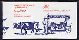 Portugal - Madeira 1982 Regional Flowers 79E50 booklet (Oxen on cover) complete and very fine, SG SB2, stamps on flowers         oxen     bovine      orchids, stamps on violas