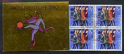 Switzerland 1990 Pro Juventute 8f booklet complete with first day commemorative cancels, SG JSB40, stamps on youth    leisure