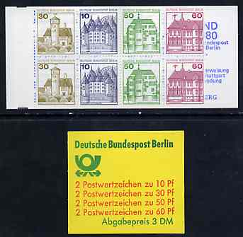 Germany - West Berlin 1980 German Castles 3m booklet complete and pristine, SG BSB12, stamps on castles