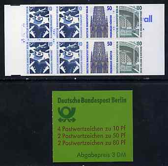 Germany - West Berlin 1989 Tourist Sights 3m booklet complete and pristine, SG BSB14, stamps on airports, stamps on cathedrals, stamps on , stamps on museums, stamps on tourism, stamps on 