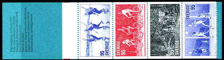 Sweden 1977 Keep Fit Activities 9k50 booklet complete and pristine, SG SB317, stamps on badminton, stamps on leisure, stamps on swimming, stamps on ice skating, stamps on bicycles, stamps on sport, stamps on running, stamps on 