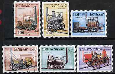 Benin 1997 Early Steam Engines complete perf set of 6 cto used, SG 1691-96, stamps on railways