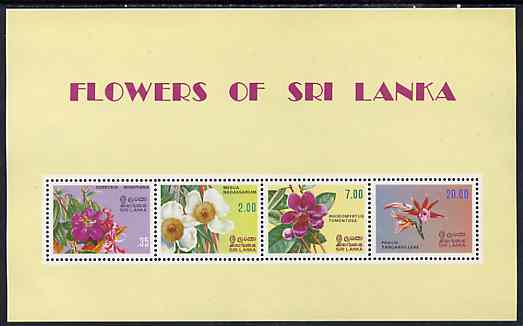Sri Lanka 1982 Flowers m/sheet containing complete set of 4 values unmounted mint, SG MS 759, stamps on flowers, stamps on orchids, stamps on scots, stamps on scotland