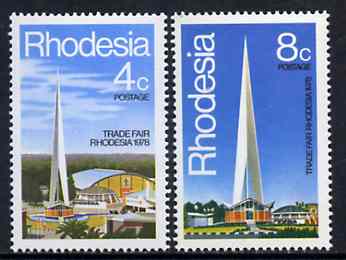 Rhodesia 1978 Trade Fair set of 2 unmounted mint, SG 553-54*, stamps on business, stamps on architecture