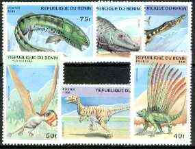 Benin 1996 Prehistoric Animals complete set of 6 unmounted mint, Mi 836-41*, stamps on dinosaurs