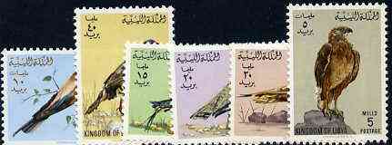 Libya 1965 Birds set of 6 unmounted mint, SG 335-40, stamps on , stamps on  stamps on birds      bee-eater     buzzard     birds of prey    grouse     game     bustard     