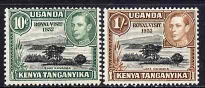 Kenya, Uganda & Tanganyika 1952 Royal Visit opt on Lake Naivasha unmounted mint set of 2, SG 163-64*, stamps on royalty, stamps on royal visit, stamps on lakes, stamps on  kg6 , stamps on 