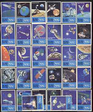 Match Box Labels - complete set of 32 Space Exploration superb unused condition (V\8E G\8E series), stamps on space