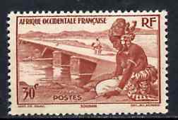 French West Africa 1947 Girl & Bridge 30c brown unmounted mint, SG 35*, stamps on bridges      civil engineering