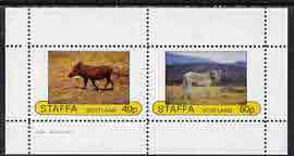Staffa 1982 Animals perf set of 2 (40p Wild Boar & 60p Zebra) unmounted mint, stamps on animals    boars        zebras      swine, stamps on zebra