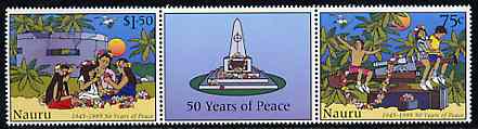 Nauru 1995 50th Anniversary of Peace set of 2 se-tenant with label unmounted mint, SG 442a, stamps on peace, stamps on ww2, stamps on militaria, stamps on  ww2 , stamps on 