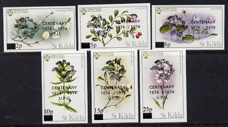 St Kilda 1974 Flowers imperf set of 6 with UPU overprints, unmounted mint, stamps on flowers, stamps on upu, stamps on  upu , stamps on 