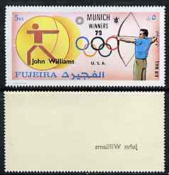 Fujeira 1972 Archery (John Williams) from Olympic Winners set of 25 with superb set-off of 'John Williams' on gummed side, unmounted mint*, stamps on archery