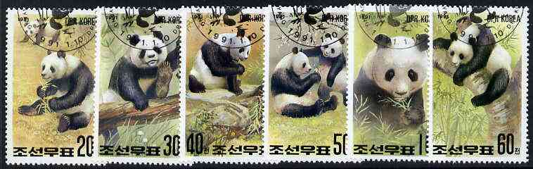 North Korea 1991 Phila Nippon 91 Stamp Exhibition (Giant Pandas) complete set of 6 very fine cto used, SG N3019-24*, stamps on stamp exhibitions, stamps on pandas    animals