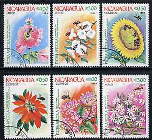 Nicaragua 1984 Agricultural Flowers complete set of 7 very fine cto used, SG 2577-83*, stamps on flowers    