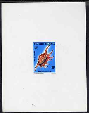 French Polynesia 1978 Scorpion Conch 31f imperf deluxe sheet on sunken card in full issued colours, as SG 270, stamps on shells