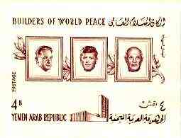 Yemen - Republic 1966 Builders of World Peace 4b imperf m/sheet unmounted mint, SG MS 380, Mi BL 46, stamps on nobel    personalities      kennedy     united-nations