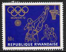Rwanda 1971 Basketball 50c unmounted mint from Nunich Olympic Games set of 8, SG 426*, stamps on basketball