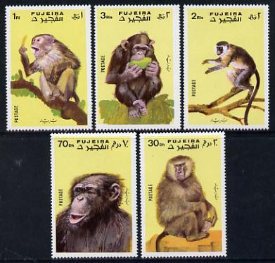 Fujeira 1971 Apes perf set of 5 unmounted mint (Mi 786-90), stamps on , stamps on  stamps on animals      apes
