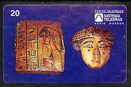 Telephone Card - Brazil 20 units phone card showing Egyptian artefact (National Museum series), stamps on artefacts, stamps on egyptology, stamps on museums