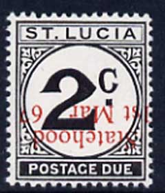 St Lucia 1967 Postage Due 2c 'Statehood' opt in red (inverted) unmounted mint, stamps on dues