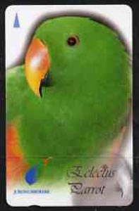 Telephone Card - Singapore $20 phone card showing Eclectus Parrot, stamps on birds    parrots