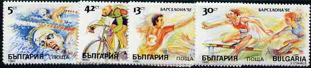 Bulgaria 1990 Olympic Games set of 4 unmounted mint, SG 3694-97, Mi 3846-49*, stamps on olympics    sport    swimming     handball     hurdles      bicycles