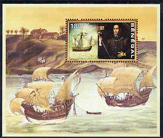 Senegal 1999 Columbus m/sheet #3 containing 180f value (Columbus & his Ships) unmounted mint, stamps on columbus    explorers     ships