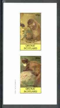 Grunay 1982 Mammals (Water Vole & Weasel, incorrectly inscribed Badger) imperf set of 2 unmounted mint, stamps on animals      mammals    vole    weasel
