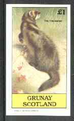 Grunay 1982 Mammals (Pine Marten) imperf souvenir sheet (Â£1 value) unmounted mint, stamps on animals      mammals    marten