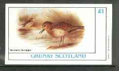 Grunay 1982 Birds #04 (Sandpiper) imperf souvenir sheet (Â£1 value) unmounted mint, stamps on birds      sandpiper