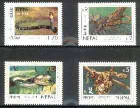 Nepal 1998 Snakes perf set of 4 unmounted mint SG 684-87*, stamps on reptiles     snakes, stamps on snake, stamps on snakes, stamps on 