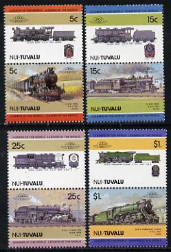 Tuvalu - Nui 1985 Locomotives #2 (Leaders of the World) set of 8 unmounted mint, stamps on railways