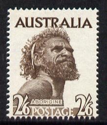 Australia 1965 Aborigine 2s6d sepia (no wmk) unmounted mint SG 253b*, stamps on , stamps on  stamps on cultures
