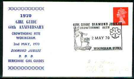 Great Britain 1970 Commemorative cover for Crowthorne Guide Diamond Jubilee with special illustrated (Deer) cancel, stamps on scouts, stamps on guides, stamps on deer
