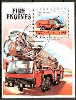 Somalia 1999 Fire Engines perf m/sheet fine cto used, stamps on fire